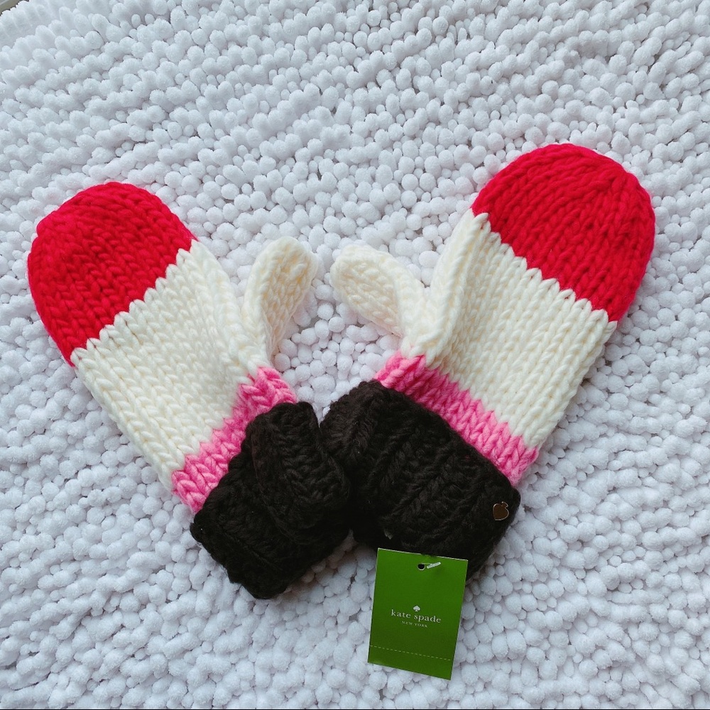 Kate Spade New York ‘Hand Knit Colorblock Mittens